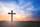 Good Friday and Easter Sunday concept: Silhouette the cross on sunset background.