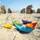 bunte Papierboote am Ostseestrand